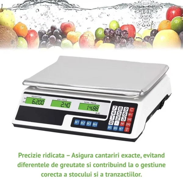cantar electronic comercial digital pentru magazin si piata – 40 kg, display dublu iluminat, functie memorie, alb – impact vision® cantar electronic comercial digital pentru magazin si piata – 40 kg, display dublu iluminat, functie memorie, alb – impact vision®