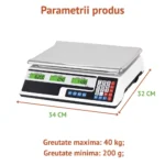 cantar electronic comercial digital pentru magazin si piata – 40 kg, display dublu iluminat, functie memorie, alb – impact vision®
