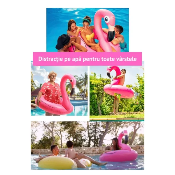 colac gonflabil pentru copii si adulti, roz, diametru 90 cm, flamingo, impact vision® colac gonflabil pentru copii si adulti, roz, diametru 90 cm, flamingo, impact vision®