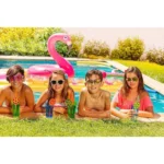 colac gonflabil pentru copii si adulti, roz, diametru 90 cm, flamingo, impact vision®
