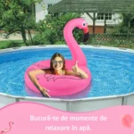 colac gonflabil pentru copii si adulti, roz, diametru 90 cm, flamingo, impact vision®