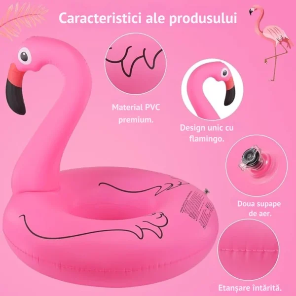 colac gonflabil pentru copii si adulti, roz, diametru 90 cm, flamingo, impact vision® colac gonflabil pentru copii si adulti, roz, diametru 90 cm, flamingo, impact vision®