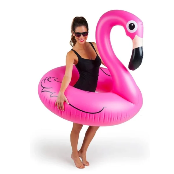 colac gonflabil pentru copii si adulti, roz, diametru 120 cm, flamingo, impact vision®