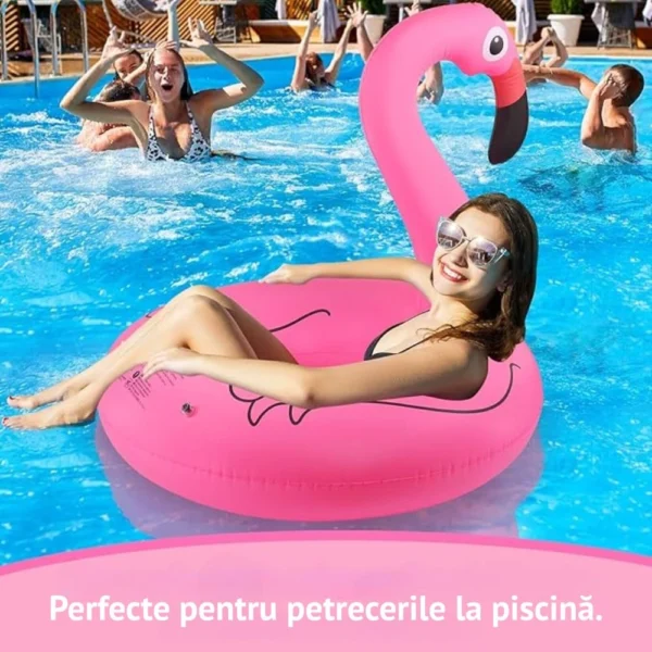 colac gonflabil pentru copii si adulti, roz, diametru 120 cm, flamingo, impact vision® colac gonflabil pentru copii si adulti, roz, diametru 120 cm, flamingo, impact vision®