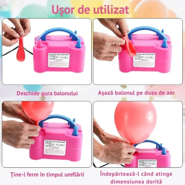 compresor profesional electric pentru umflat baloane, 600w, cu doua orificii, mod automat/manual, roz impact vision® compresor profesional electric pentru umflat baloane, 600w, cu doua orificii, mod automat/manual, roz impact vision®