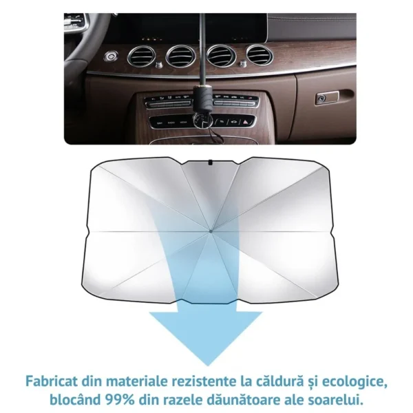 parasolar auto pentru parbriz tip umbrela – protectie uv, pliabil, usor de depozitat , negru argintiu, impact vision® parasolar auto pentru parbriz tip umbrela – protectie uv, pliabil, usor de depozitat , negru argintiu, impact vision®