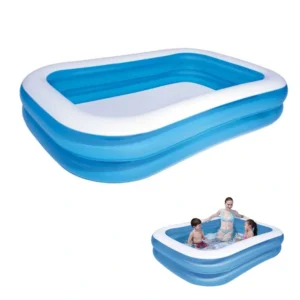 Piscina Gonflabila, Culoare Alb/Albastru, Dreptunghiulara, Doua inele gonflabile, Dimensiuni 262 x 175 x 51 cm, Vinil rezistent, Gradina si Exterior, Impact Vision®
