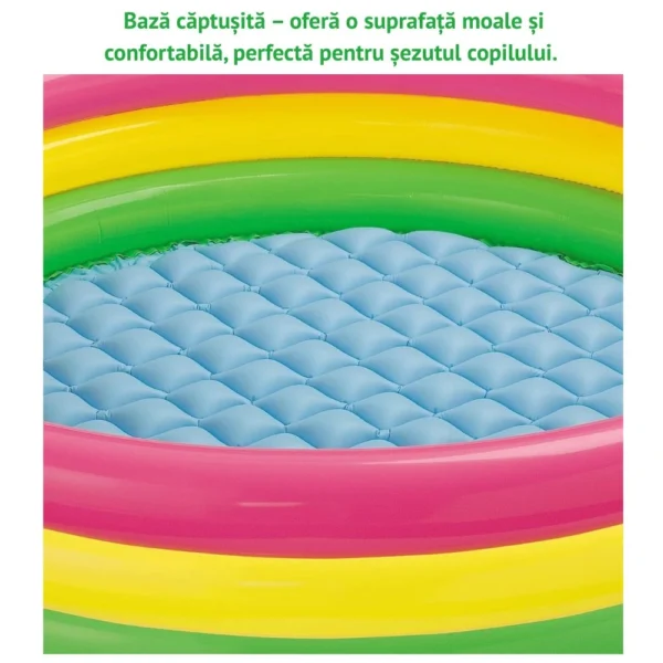 piscina gonflabila pentru copii, multicolora, rotunda, baza moale si trei inele gonflabile, dimensiuni 110 x 30 cm, vinil rezistent, gradina si exterior, impact vision® piscina gonflabila pentru copii, multicolora, rotunda, baza moale si trei inele gonflabile, dimensiuni 110 x 30 cm, vinil rezistent, gradina si exterior, impact vision®