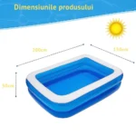 piscina gonflabila, culoare alb/albastru, dreptunghiulara, doua inele gonflabile, dimensiuni 200 x 150 x 50 cm, vinil rezistent, gradina si exterior, impact vision®