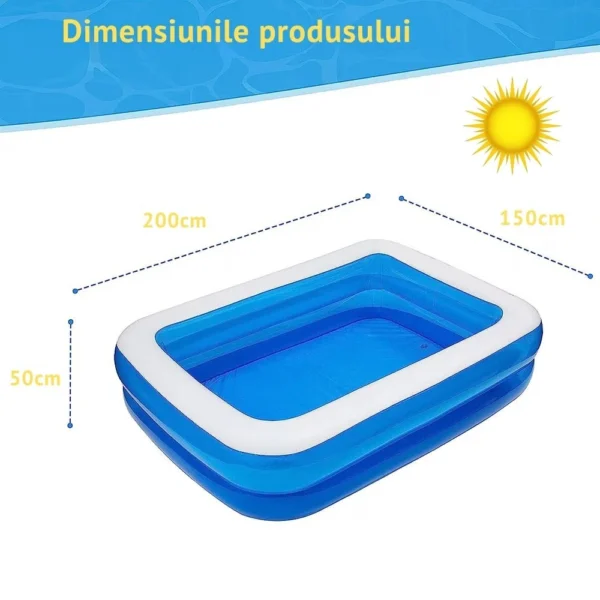 piscina gonflabila, culoare alb/albastru, dreptunghiulara, doua inele gonflabile, dimensiuni 200 x 150 x 50 cm, vinil rezistent, gradina si exterior, impact vision® piscina gonflabila, culoare alb/albastru, dreptunghiulara, doua inele gonflabile, dimensiuni 200 x 150 x 50 cm, vinil rezistent, gradina si exterior, impact vision®