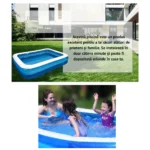 piscina gonflabila, culoare alb/albastru, dreptunghiulara, doua inele gonflabile, dimensiuni 200 x 150 x 50 cm, vinil rezistent, gradina si exterior, impact vision®