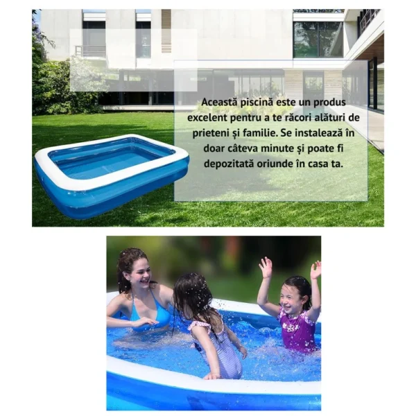 piscina gonflabila, culoare alb/albastru, dreptunghiulara, doua inele gonflabile, dimensiuni 200 x 150 x 50 cm, vinil rezistent, gradina si exterior, impact vision® piscina gonflabila, culoare alb/albastru, dreptunghiulara, doua inele gonflabile, dimensiuni 200 x 150 x 50 cm, vinil rezistent, gradina si exterior, impact vision®