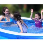 piscina gonflabila, culoare alb/albastru, dreptunghiulara, doua inele gonflabile, dimensiuni 200 x 150 x 50 cm, vinil rezistent, gradina si exterior, impact vision®