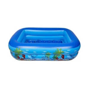 Piscina Gonflabila pentru copii, Multicolora, Dreptunghiulara, Baza moale si doua inele gonflabile, Dimensiuni 115 x 82 x 33 cm, Vinil rezistent, Gradina si Exterior, Impact Vision®