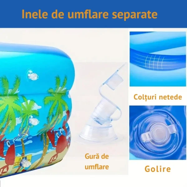 piscina gonflabila pentru copii, multicolora, dreptunghiulara, baza moale si trei inele gonflabile, dimensiuni 130 x 90 x 45 cm, vinil rezistent, gradina si exterior, impact vision® piscina gonflabila pentru copii, multicolora, dreptunghiulara, baza moale si trei inele gonflabile, dimensiuni 130 x 90 x 45 cm, vinil rezistent, gradina si exterior, impact vision®