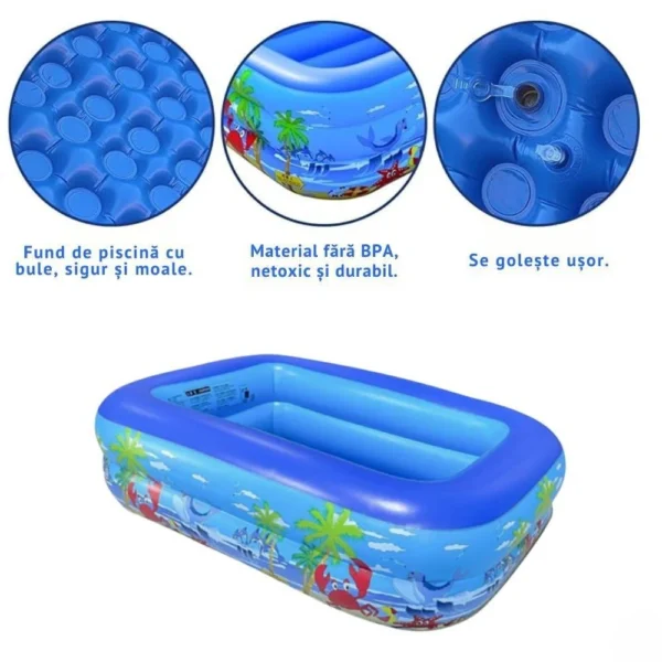 piscina gonflabila pentru copii, multicolora, dreptunghiulara, baza moale si doua inele gonflabile, dimensiuni 115 x 82 x 33 cm, vinil rezistent, gradina si exterior, impact vision® piscina gonflabila pentru copii, multicolora, dreptunghiulara, baza moale si doua inele gonflabile, dimensiuni 115 x 82 x 33 cm, vinil rezistent, gradina si exterior, impact vision®