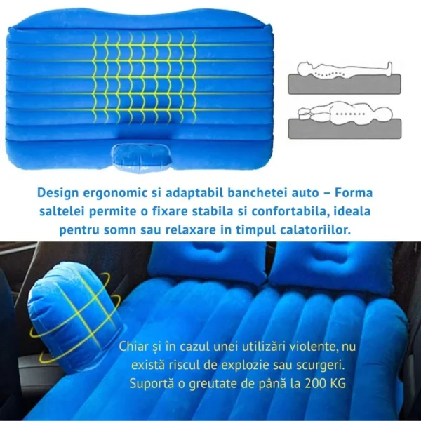 saltea auto gonflabila pentru bancheta, 2 perne incluse si pompa, albastru, impact visionĀ® saltea auto gonflabila pentru bancheta, 2 perne incluse si pompa, albastru, impact visionĀ®