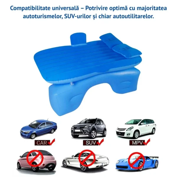 saltea auto gonflabila pentru bancheta, 2 perne incluse si pompa, albastru, impact visionĀ® saltea auto gonflabila pentru bancheta, 2 perne incluse si pompa, albastru, impact visionĀ®