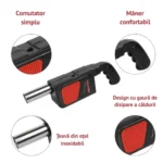 suflanta electrica pentru gratar, portabila, cu alimentare pe baterii, negru,  impact vision®