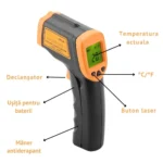 termometru digital cu infrarosu, portabil, masurare 50°c la 420°c , negru/portocaliu impact vision®
