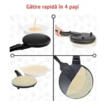 tigaie electrica pentru clatite, 20 cm, 600w, suprafata antiaderenta, rosie , impact vision®