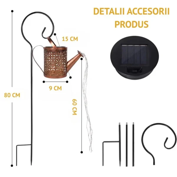 lampa solara decorativa in forma de ceainic, material din fier forjat, control inteligent al luminii, ip65, model vintage pentru gradina si terasa, negru/aramiu, impact vision® lampa solara decorativa in forma de ceainic, material din fier forjat, control inteligent al luminii, ip65, model vintage pentru gradina si terasa, negru/aramiu, impact vision®