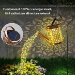 lampa solara decorativa in forma de ceainic, material din fier forjat, control inteligent al luminii, ip65, model vintage pentru gradina si terasa, negru/aramiu, impact vision®