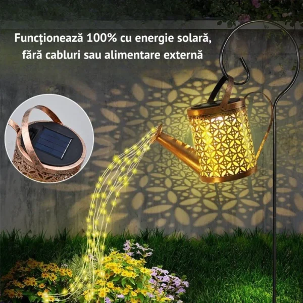 lampa solara decorativa in forma de ceainic, material din fier forjat, control inteligent al luminii, ip65, model vintage pentru gradina si terasa, negru/aramiu, impact vision® lampa solara decorativa in forma de ceainic, material din fier forjat, control inteligent al luminii, ip65, model vintage pentru gradina si terasa, negru/aramiu, impact vision®