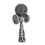 kendama profesionala din lemn, 18 cm – model clasic cu design crapat, culoare negru/alb, impact vision®