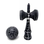 kendama profesionala din lemn, 18 cm – model clasic cu design crapat, culoare negru/alb, impact vision®