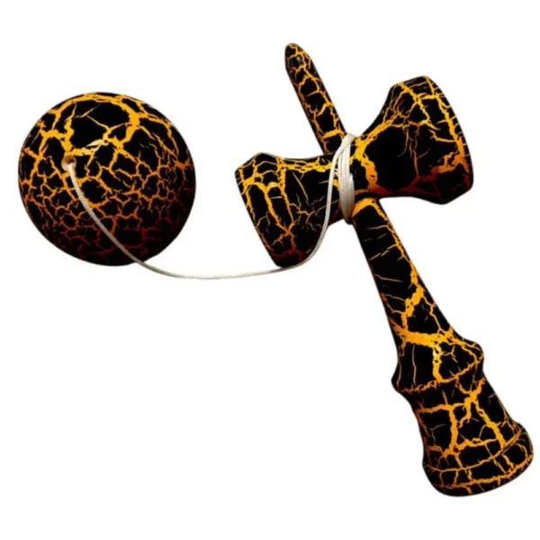 kendama profesionala din lemn, 18 cm – model clasic cu design crapat, culoare galben/negru, impact vision® kendama profesionala din lemn, 18 cm – model clasic cu design crapat, culoare galben/negru, impact vision®