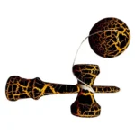 kendama profesionala din lemn, 18 cm – model clasic cu design crapat, culoare galben/negru, impact vision®