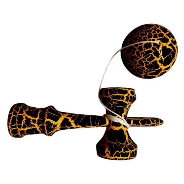 kendama profesionala din lemn, 18 cm – model clasic cu design crapat, culoare galben/negru, impact vision® kendama profesionala din lemn, 18 cm – model clasic cu design crapat, culoare galben/negru, impact vision®