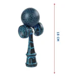 kendama profesionala din lemn, 18 cm – model clasic cu design crapat, culoare albastru/negru, impact vision®