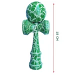 kendama profesionala din lemn, 18 cm – model clasic cu design crapat, culoare verde/alb, impact vision®