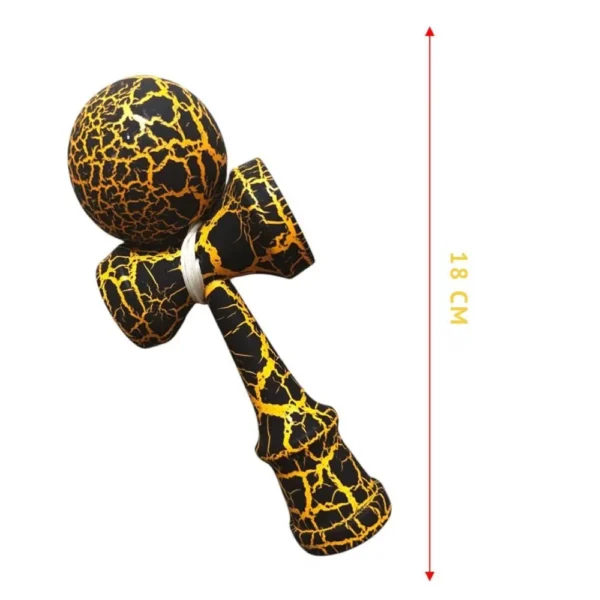 kendama profesionala din lemn, 18 cm – model clasic cu design crapat, culoare galben/negru, impact vision® kendama profesionala din lemn, 18 cm – model clasic cu design crapat, culoare galben/negru, impact vision®