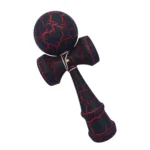 kendama profesionala din lemn, 18 cm – model clasic cu design crapat, culoare rosu/negru, impact vision®