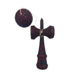 kendama profesionala din lemn, 18 cm – model clasic cu design crapat, culoare rosu/negru, impact vision®