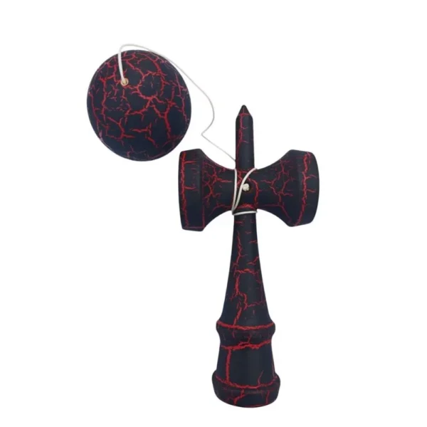 kendama profesionala din lemn, 18 cm – model clasic cu design crapat, culoare rosu/negru, impact vision® kendama profesionala din lemn, 18 cm – model clasic cu design crapat, culoare rosu/negru, impact vision®