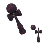 kendama profesionala din lemn, 18 cm – model clasic cu design crapat, culoare rosu/negru, impact vision®