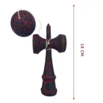kendama profesionala din lemn, 18 cm – model clasic cu design crapat, culoare rosu/negru, impact vision®