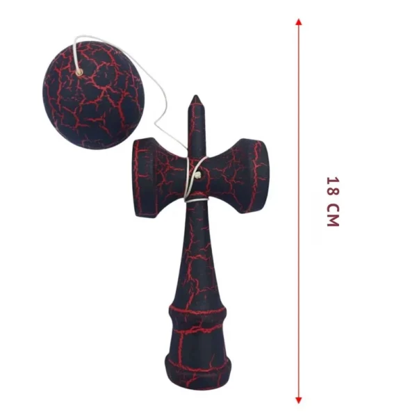kendama profesionala din lemn, 18 cm – model clasic cu design crapat, culoare rosu/negru, impact vision® kendama profesionala din lemn, 18 cm – model clasic cu design crapat, culoare rosu/negru, impact vision®