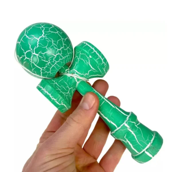 kendama profesionala din lemn, 18 cm – model clasic cu design crapat, culoare verde/alb, impact vision® kendama profesionala din lemn, 18 cm – model clasic cu design crapat, culoare verde/alb, impact vision®