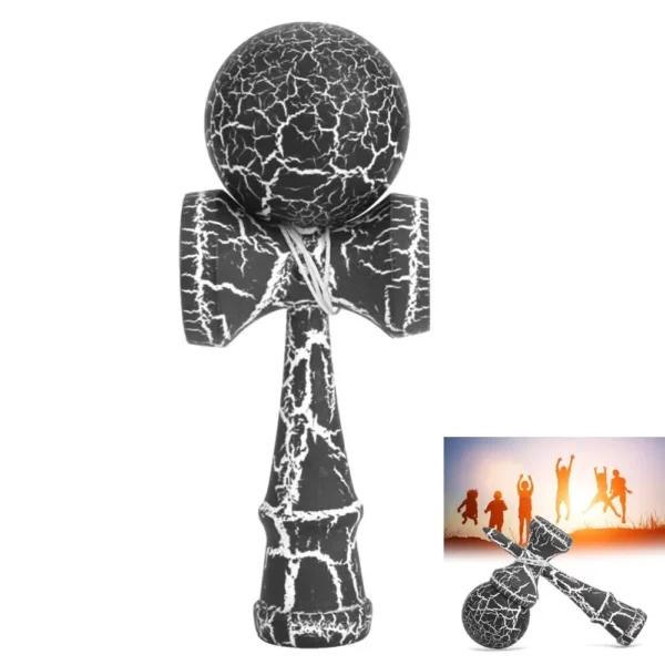 kendama profesionala din lemn, 18 cm – model clasic cu design crapat, culoare negru/alb, impact vision® kendama profesionala din lemn, 18 cm – model clasic cu design crapat, culoare negru/alb, impact vision®