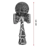 kendama profesionala din lemn, 18 cm – model clasic cu design crapat, culoare negru/alb, impact vision®