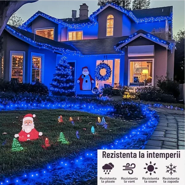 instalatie de craciun impact vision®, lungime 100 m, 480 leduri, pentru interior/exterior, 8 moduri de lumini, alimentare priza 220v, led, albastru instalatie de craciun impact vision®, lungime 100 m, 480 leduri, pentru interior/exterior, 8 moduri de lumini, alimentare priza 220v, led, albastru