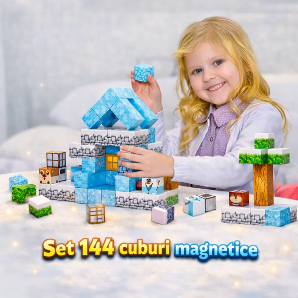 set 144 cuburi de constructie magnetice impact vision®, frozen kingdom, multicolor pentru copii 3+ set 144 cuburi de constructie magnetice impact vision®, frozen kingdom, multicolor pentru copii 3+