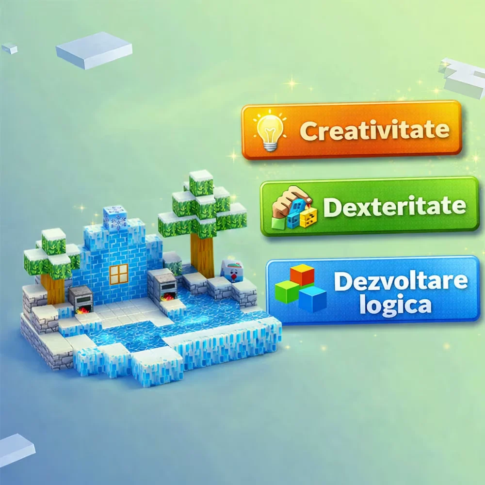 set 144 cuburi de constructie magnetice impact vision®, frozen kingdom, multicolor pentru copii 3+