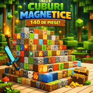 set de constructie magnetic 140 piese impact vision®, cuburi magnetice aleatorii, jucarie creativa