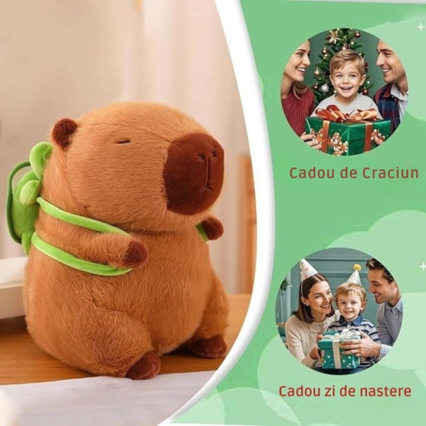 jucarie de plus capybara cu rucsac detasabil tip broasca testoasa, 23 cm, maro, impact vision® jucarie de plus capybara cu rucsac detasabil tip broasca testoasa, 23 cm, maro, impact vision®